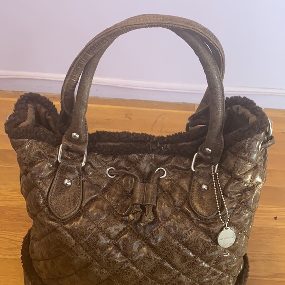 Quilted faux fur brown Big Buddha Santa Barbara women’s Handbag - Picture 2 of 14